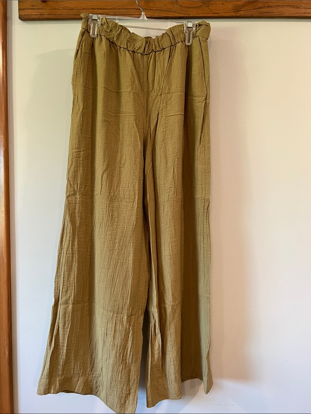 Zara - Wide-Leg High-Waist Pants in Olive Green, L - Picture 2 of 8